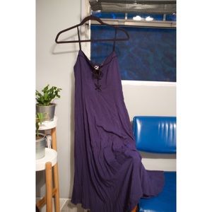 Flowy blue midi dress with lace up front